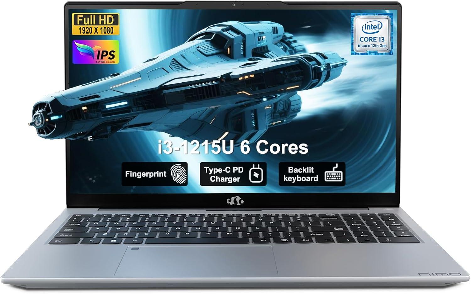 imageNIMO 156quot FHD IPS StudentLaptopComputer  Intel Core i31215UBeat i51135G7 6 Cores Up to 44GHz 8GB RAM 128GB SSD 65W TypeC 2 Years Warranty Fingerprint Backlit Keyboard WiFi 6 BT52Silver