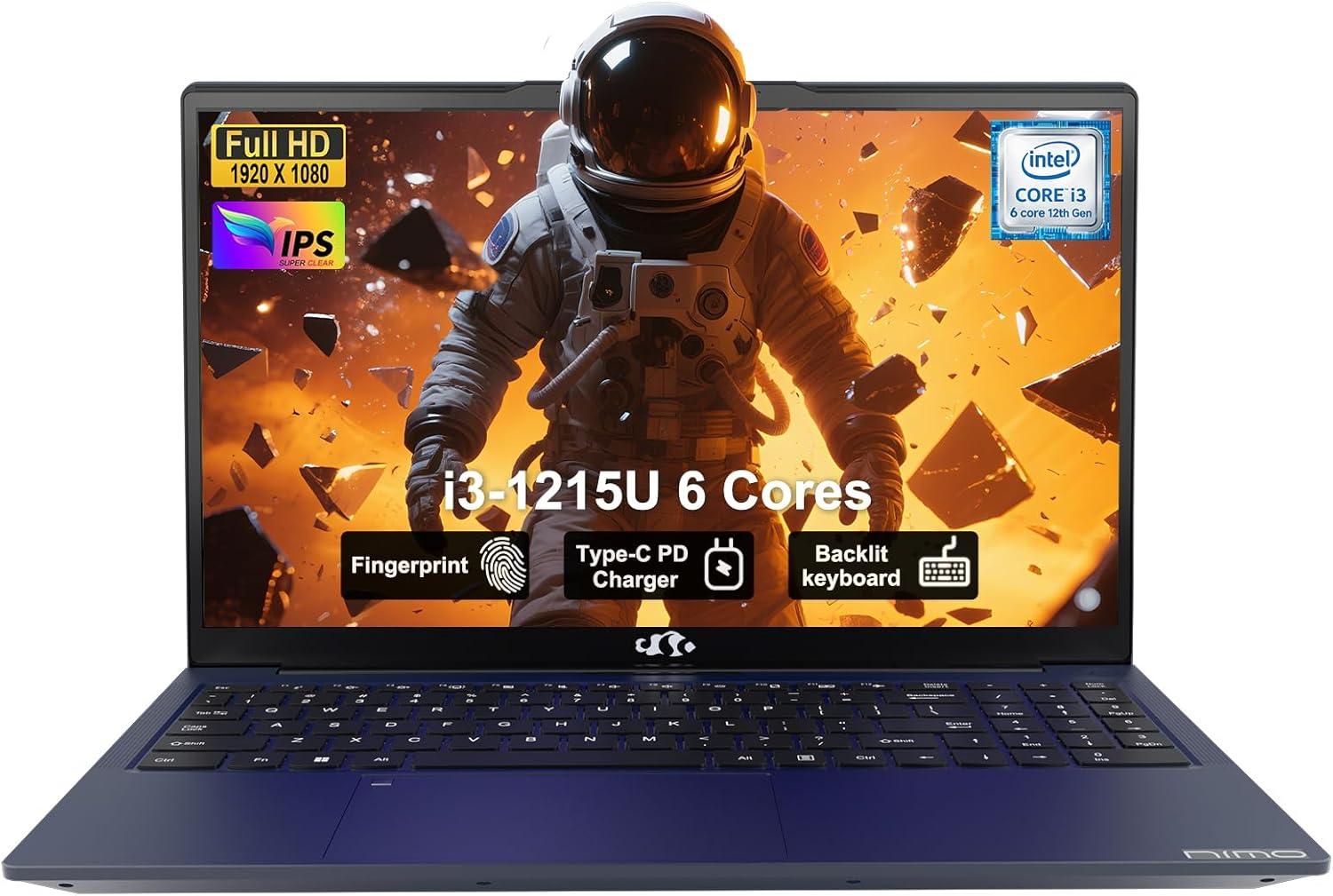 imageNIMO 156quot FHD IPS StudentLaptopComputer  Intel Core i31215UBeat i51135G7 6 Cores Up to 44GHz 8GB RAM 128GB SSD 65W TypeC 2 Years Warranty Fingerprint Backlit Keyboard WiFi 6 BT52Blue