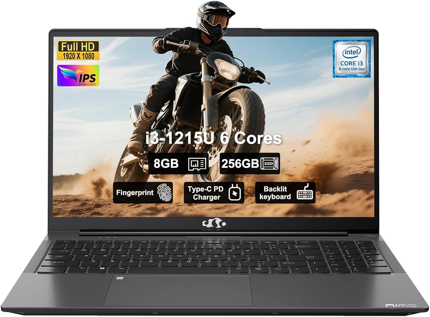 imageNIMO 156quot FHD IPS StudentLaptopComputer  Intel Core i31215UBeat i51135G7 6 Cores Up to 44GHz 8GB RAM 128GB SSD 65W TypeC 2 Years Warranty Fingerprint Backlit Keyboard WiFi 6 BT52Gray