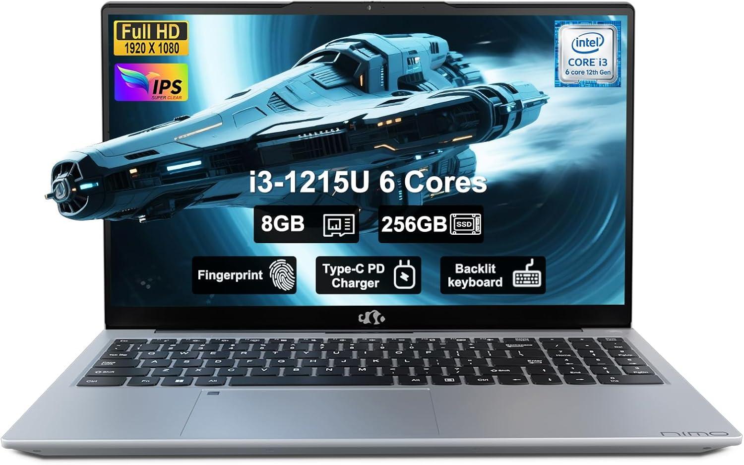 imageNIMO 156quot FHD IPS StudentLaptopComputer  Intel Core i31215UBeat i51135G7 6 Cores Up to 44GHz 8GB RAM 128GB SSD 65W TypeC 2 Years Warranty Fingerprint Backlit Keyboard WiFi 6 BT52Silver