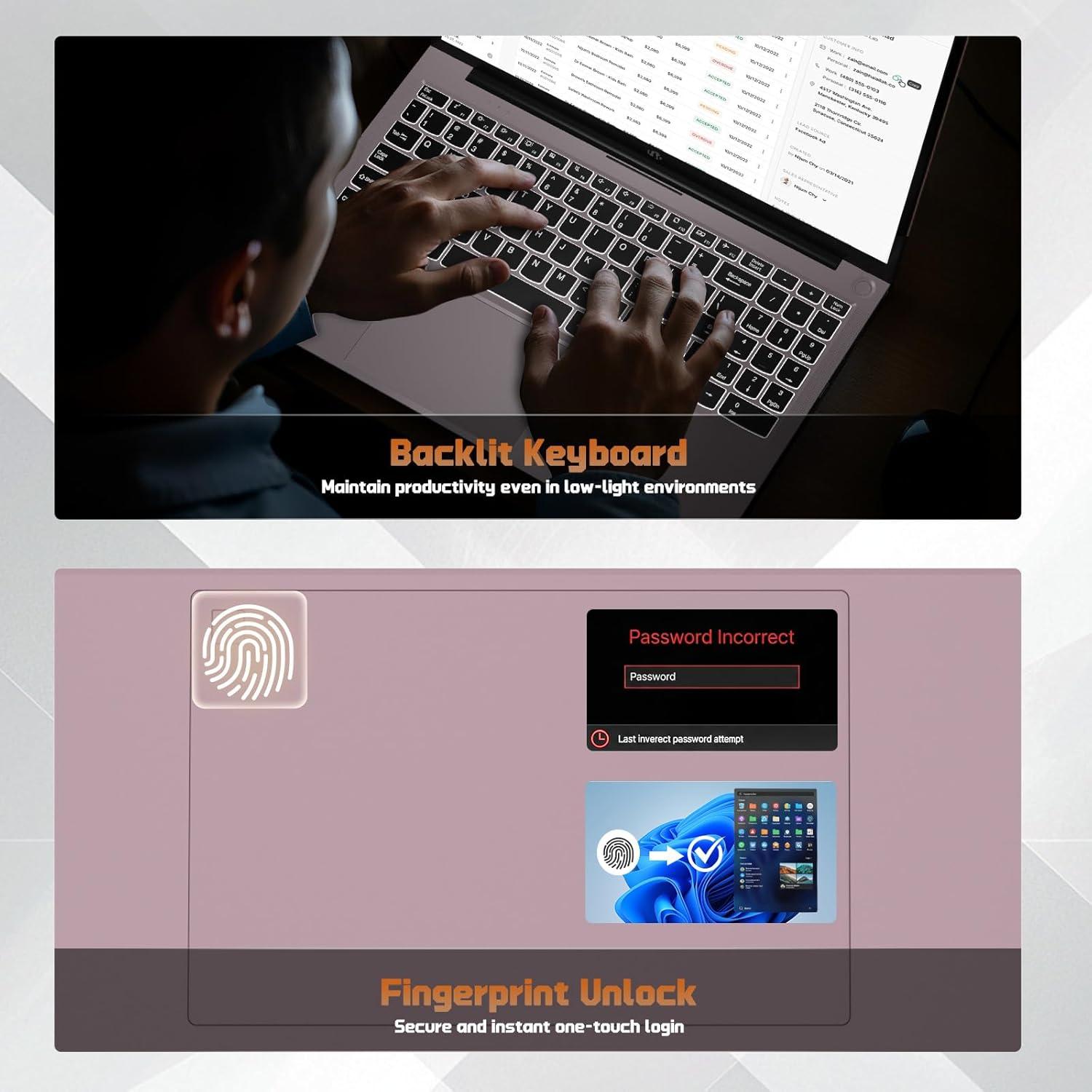 imageNIMO 156quot FHD Laptop Computer Intel Pentium N150 Beat i31115G4 4Core Up to 34GHz Laptop with Backlit Keyboard 65W GaN TypeC Fingerprint 8GB RAM 256GB SSD for HomeStudent and BusinessRose Gold