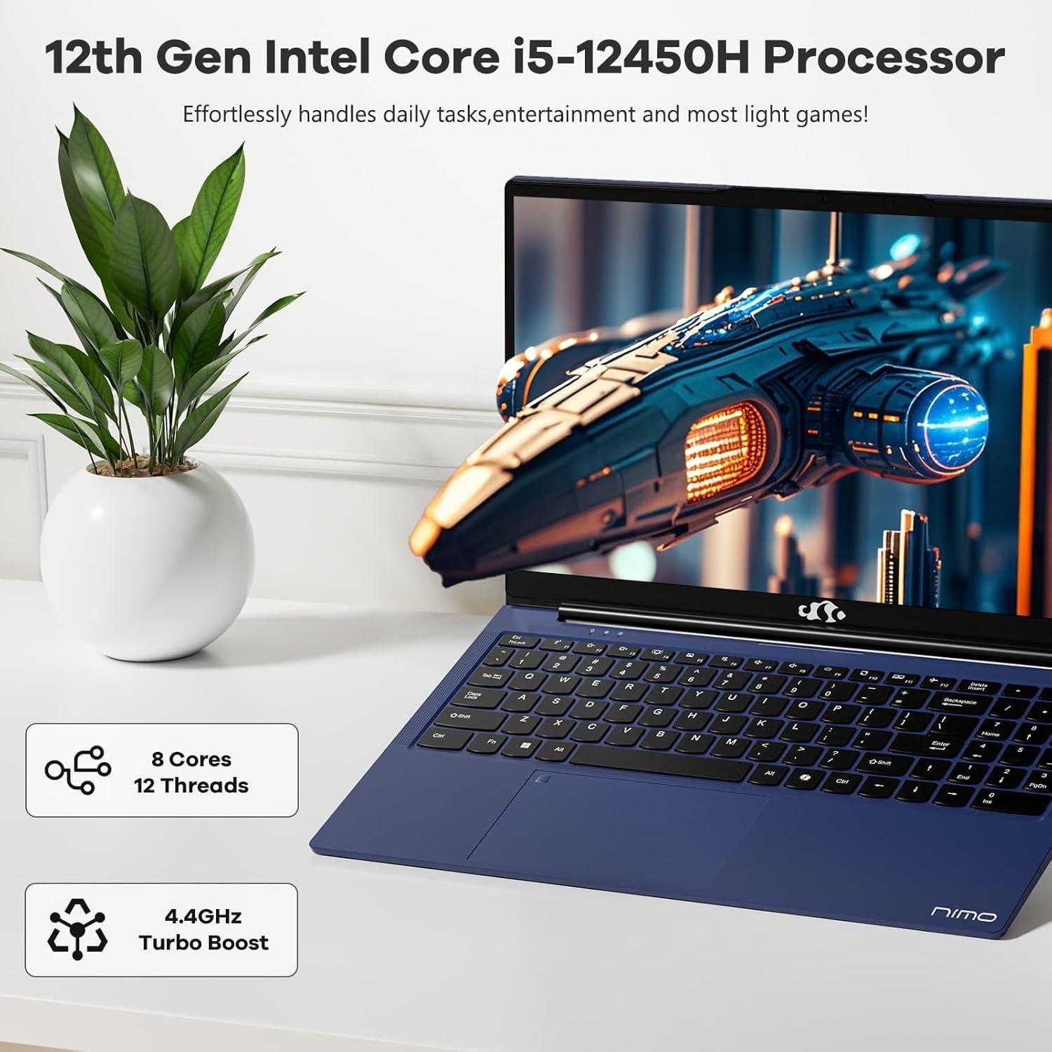 imageNIMO 156quot FHDIPSBusinessLaptop 8 Cores Intel i512450H 16GB RAM 1TB SSD Beat i711800H Up to 44GHz Backlit Keyboard Computer 100W Type C Fingerprint WiFi 6 Numpad Win 11Royal Blue