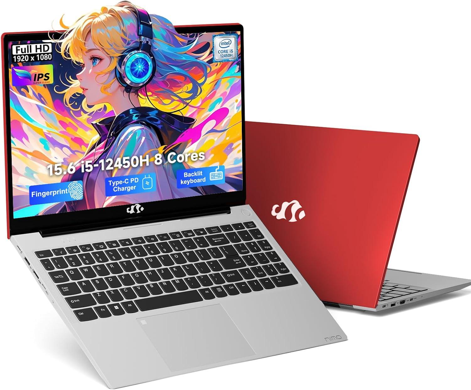 imageNIMO 156quot FHDIPSBusinessLaptop 8 Cores Intel i512450H 16GB RAM 1TB SSD Beat i711800H Up to 44GHz Backlit Keyboard Computer 100W Type C Fingerprint WiFi 6 Numpad Win 11Scarlet Red