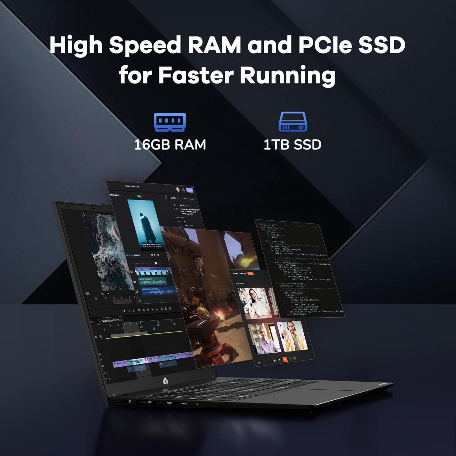 imageNIMO 156quot FHDIPSBusinessLaptop 8 Cores Intel i512450H 16GB RAM 1TB SSD Beat i711800H Up to 44GHz Backlit Keyboard Computer 100W Type C Fingerprint WiFi 6 Numpad Win 11Dale Black