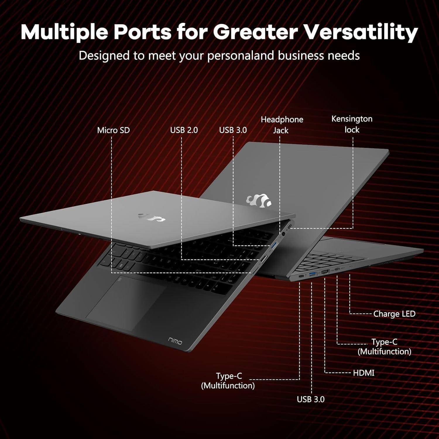 imageNIMO 156quot IPS FHDGamingLaptop AMD Ryzen 5 6600H 6Cores 660M GPU 32GB DDR5 RAM 1TB SSDBeat i71165G7 Up to 45GHz Computer with 100W GaN Type C Fingerprint Backlit Keyboard Win 11Gray