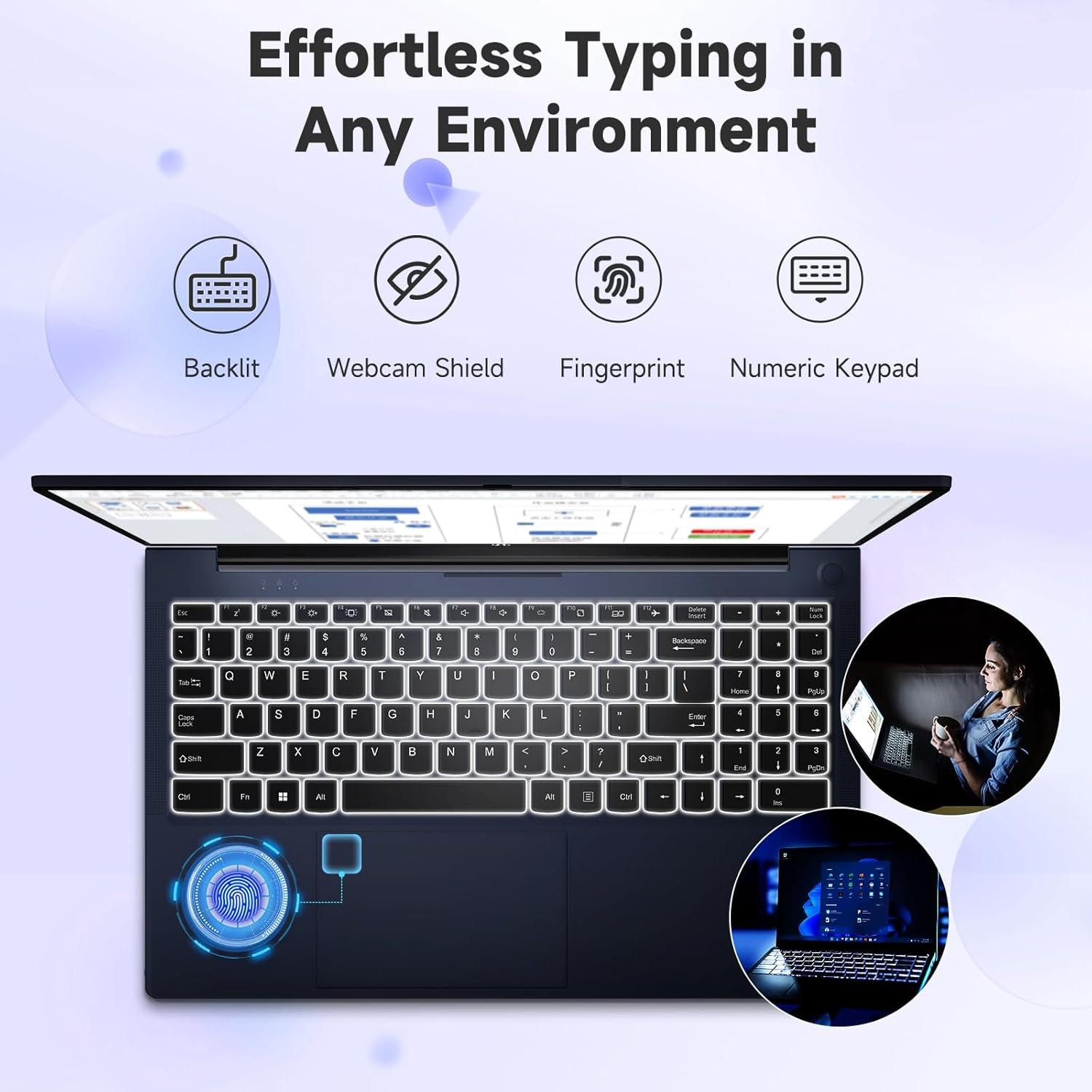 imageNIMO 156quot IPS FHDStudentLaptop Intel 6 Cores I31215U 8GB RAM 128GB SSD Beats i51135G7 Up to 44GHz Computer with 65W Type C Backlit Keyboard Fingerprint for Home and BusinessBlue
