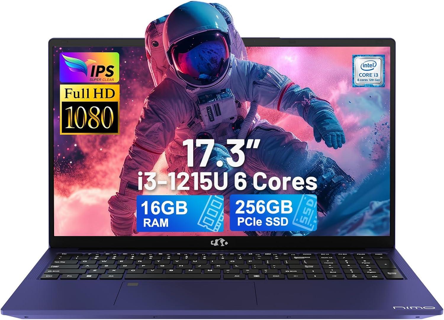 imageNIMO 173 FHDLaptop Intel 6Cores i31215U 32GB RAM 1TB SSD Beat i51135G7 Up to 44GHz 65W TypeC Fingerprint Backlit Keyboard IPS Business Computer WiFi 6 Win 11Blue