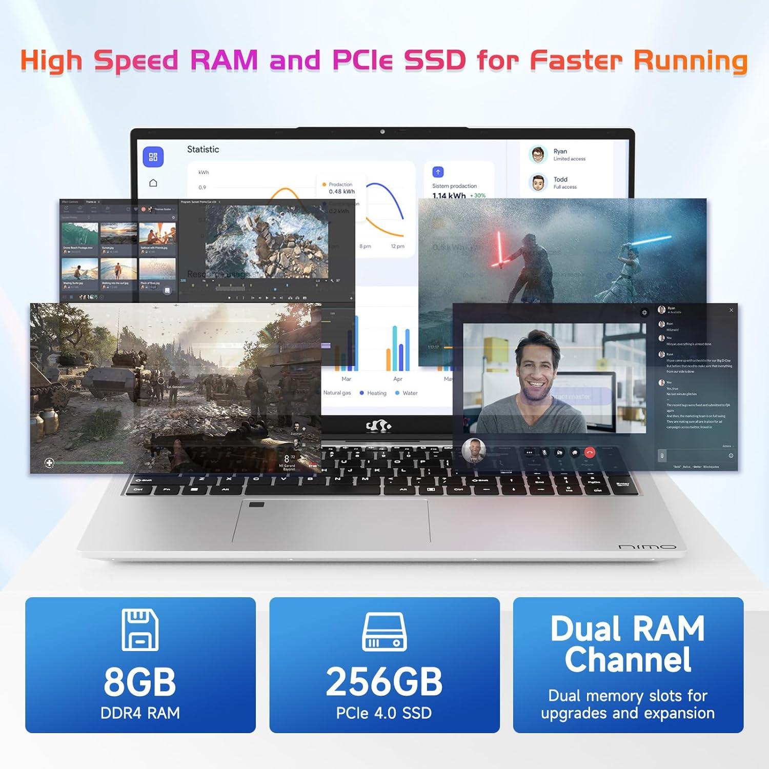 imageNIMO 173 FHDLaptop Intel 6Cores i31215U 32GB RAM 1TB SSD Beat i51135G7 Up to 44GHz 65W TypeC Fingerprint Backlit Keyboard IPS Business Computer WiFi 6 Win 11Silver