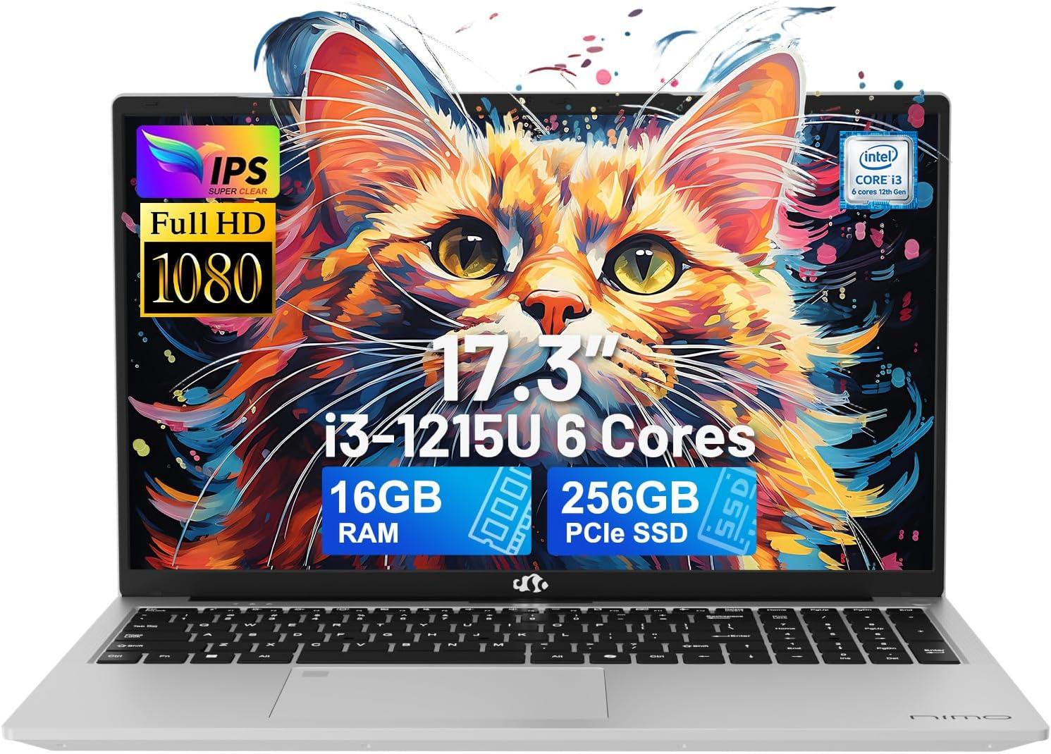 imageNIMO 173 FHDLaptop Intel 6Cores i31215U 32GB RAM 1TB SSD Beat i51135G7 Up to 44GHz 65W TypeC Fingerprint Backlit Keyboard IPS Business Computer WiFi 6 Win 11Silver