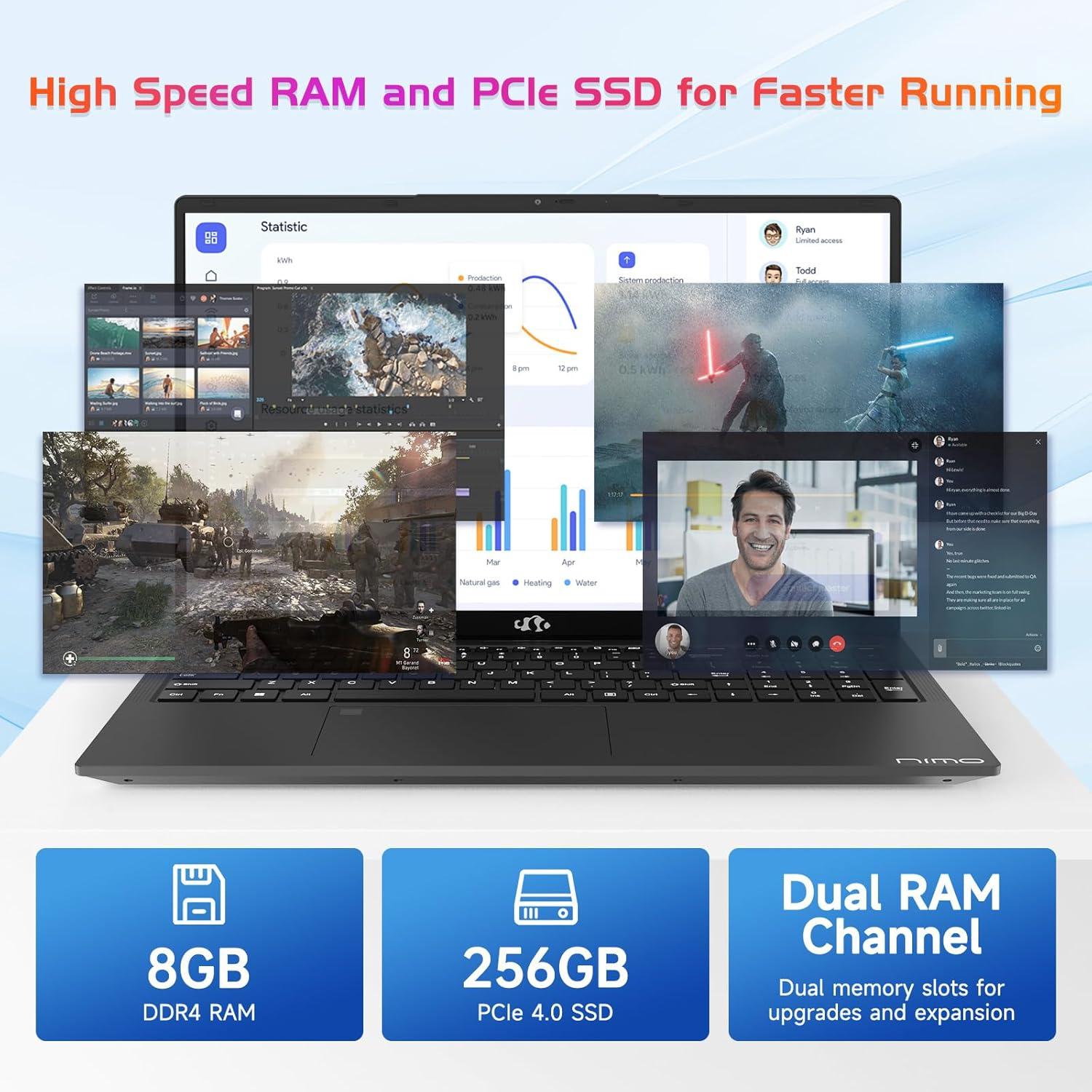 imageNIMO 173 FHDLaptop Intel 6Cores i31215U 32GB RAM 1TB SSD Beat i51135G7 Up to 44GHz 65W TypeC Fingerprint Backlit Keyboard IPS Business Computer WiFi 6 Win 11Gray