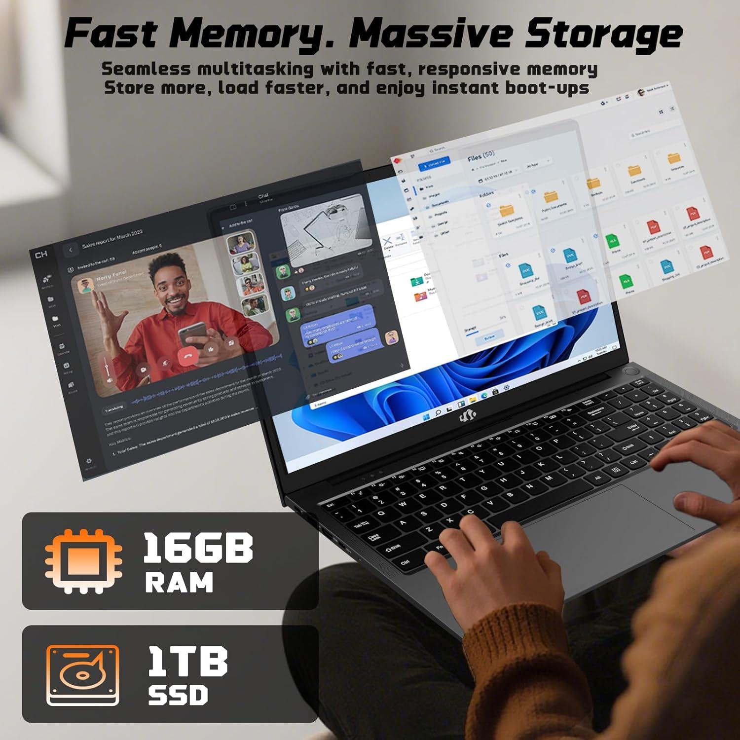 imageNIMO 173quot FHD IPS StudentLaptopComputer  16GB RAM 1TB SSD Intel Pentium 4 Cores N100Beat to i31115G4 Up to 34GHz 65W TypeC 2 Years Warranty Fingerprint Backlit Keyboard WiFi 6 BT52Gray