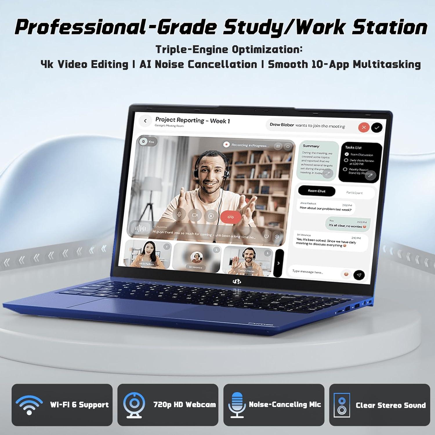 imageNIMO 173quot FHD IPS StudentLaptopComputer  16GB RAM 1TB SSD Intel Pentium 4 Cores N100Beat to i31115G4 Up to 34GHz 65W TypeC 2 Years Warranty Fingerprint Backlit Keyboard WiFi 6 BT52Blue