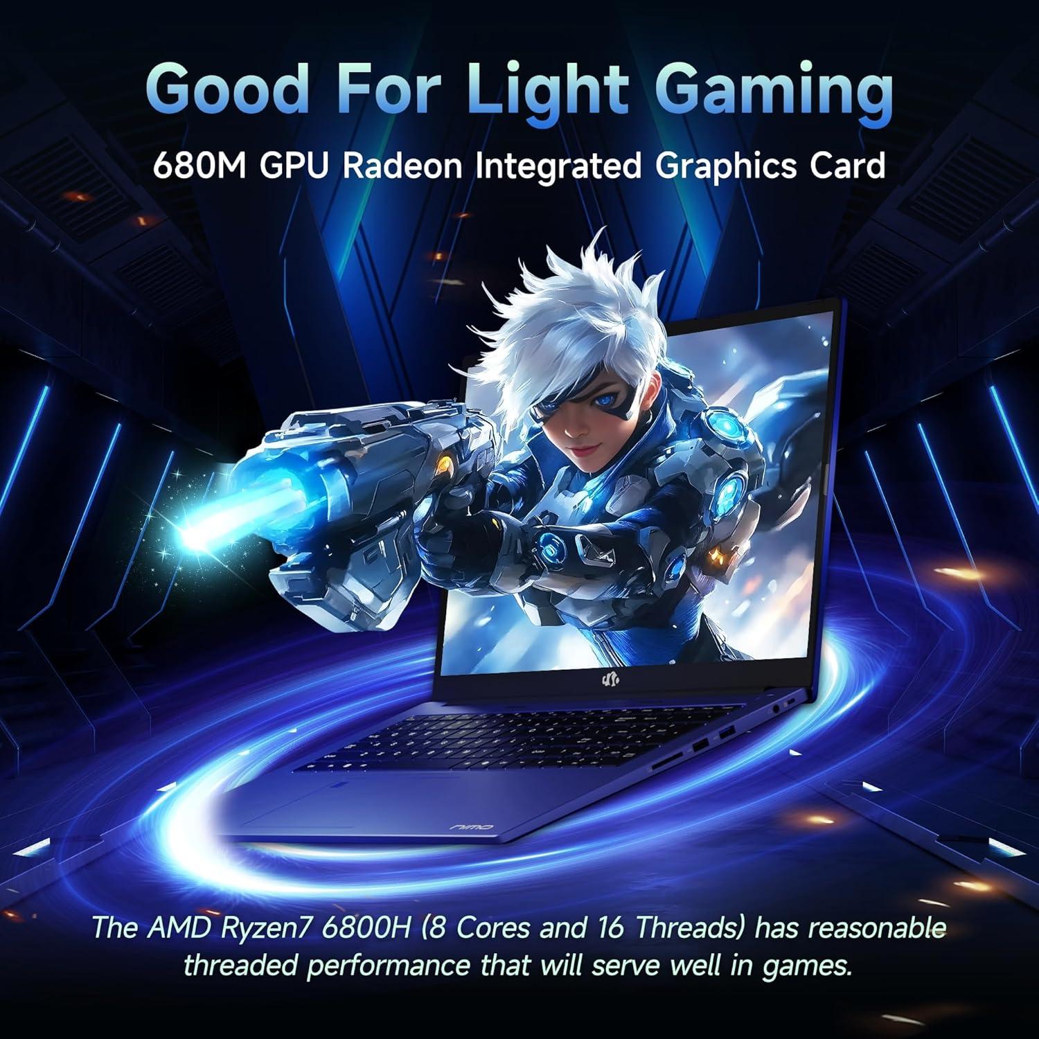imageNIMO 173quot IPS FHDGamingLaptop 8 Cores AMD Ryzen 7 6800H 32GB DDR5 RAM 1TB SSD Beat i712700H Up to 47GHz AMD Radeon 680M GPUComputer with 100W TypeC Backlit Keyboard FingerprintBlue