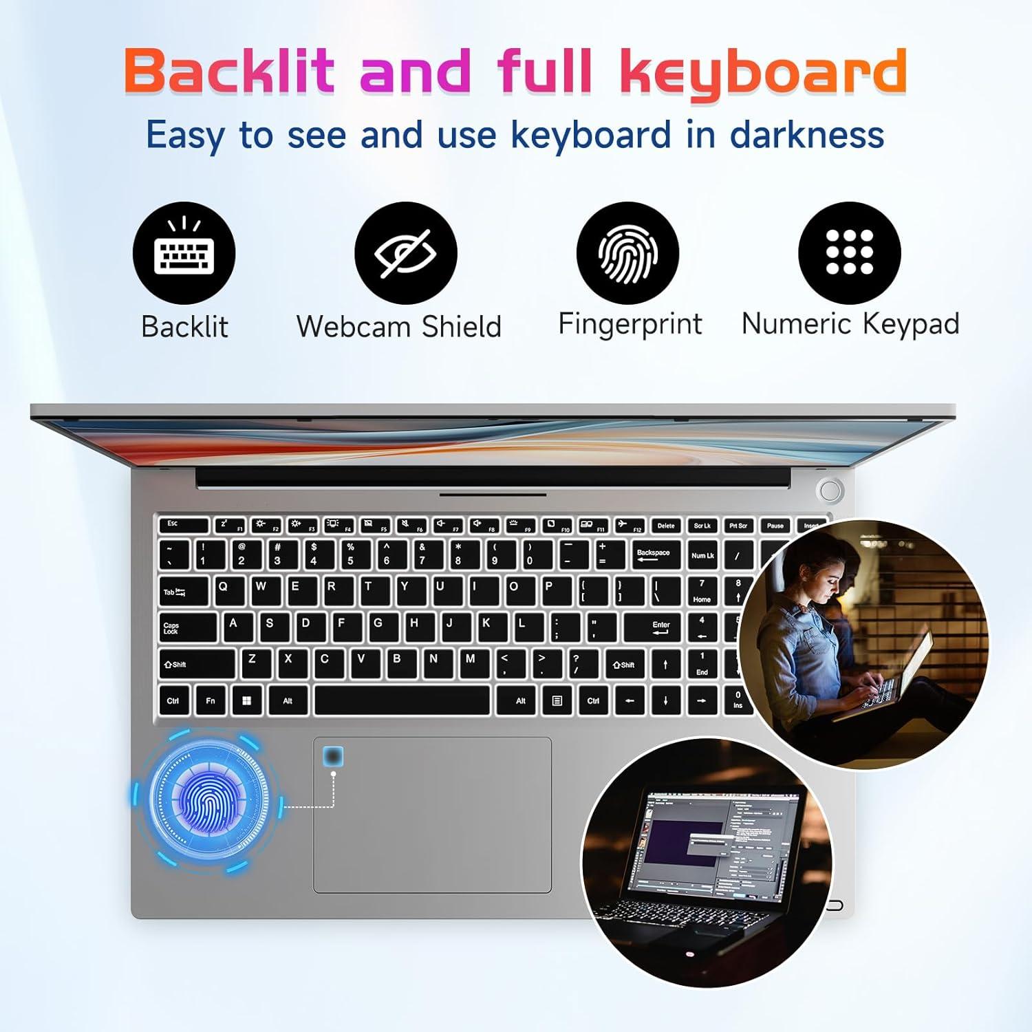 imageNIMO 173quot IPS FHDLaptop Intel 6 Cores i31215U 16GB RAM 256GB SSD Beat R5 7520U Up to 44GHz Computer with 65W TypeC Fingerprint Backlit Keyboard for Home Student BusinessSilver