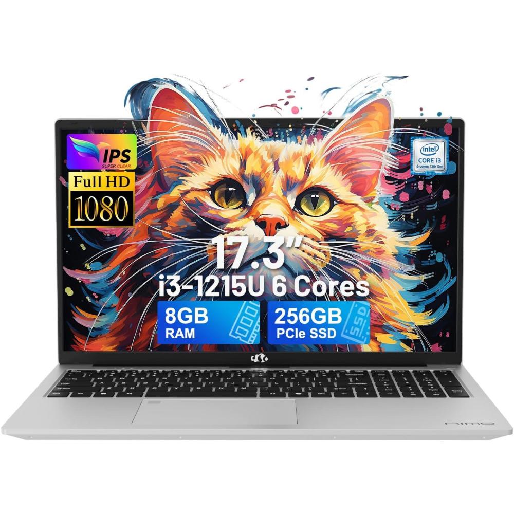 imageNIMO 173 FHDLaptop Intel 6Cores i31215U 32GB RAM 1TB SSD Beat i51135G7 Up to 44GHz 65W TypeC Fingerprint Backlit Keyboard IPS Business Computer WiFi 6 Win 11Silver