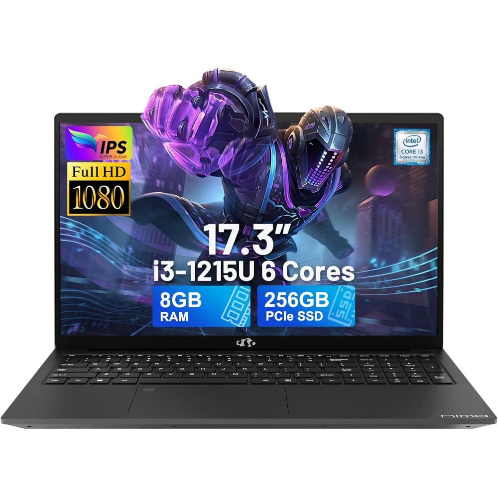 imageNIMO 173 FHDLaptop Intel 6Cores i31215U 32GB RAM 1TB SSD Beat i51135G7 Up to 44GHz 65W TypeC Fingerprint Backlit Keyboard IPS Business Computer WiFi 6 Win 11Gray