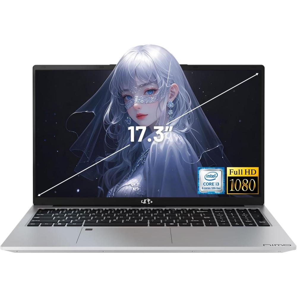 imageNIMO 173quot IPS FHDLaptop Intel 6 Cores i31215U 16GB RAM 256GB SSD Beat R5 7520U Up to 44GHz Computer with 65W TypeC Fingerprint Backlit Keyboard for Home Student BusinessSilver