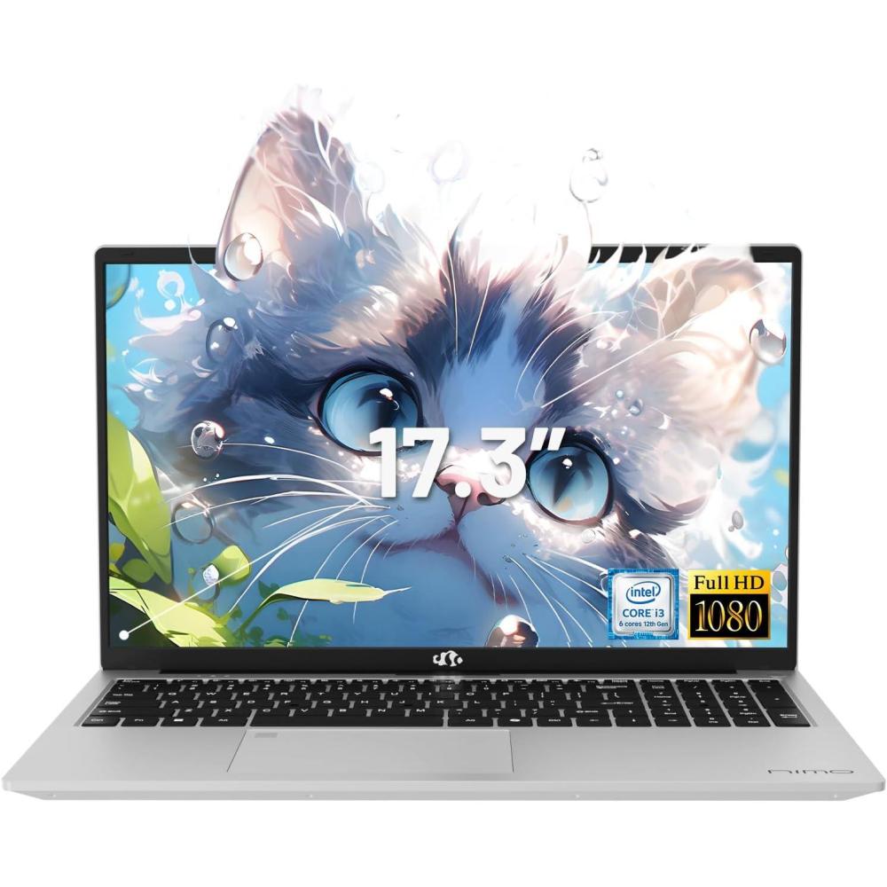 imageNIMO 173quot IPS FHDLaptop Intel 6 Cores i31215U 16GB RAM 256GB SSD Beat Ryzen 5 7520U Up to 44GHz Computer with 65W GaNType C Backlit Keyboard Fingerprint for Home Student and BusinessSilver