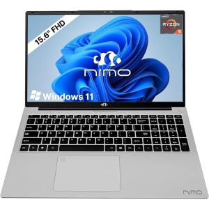 imageNIMO 156 inch Laptop FHD AMD Ryzen 5 3500U 8GB RAM 256GB SSD Windows 11 Backlit Keyboard Fingerprint Reader 65W PD Lightweight Computer for Work and Student Classic SilverClassic Silver
