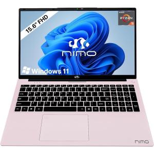 imageNIMO 156 inch Laptop FHD AMD Ryzen 5 3500U 8GB RAM 256GB SSD Windows 11 Backlit Keyboard Fingerprint Reader 65W PD Lightweight Computer for Work and Student Classic SilverRose