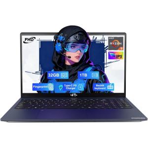 imageNIMO 156FHDStudentLaptop 32GB RAM 1TB SSD AMD Ryzen 5 3500U Processor Fast Charging Fingerprint Backlit Keyboard Windows 11 Stylish Practical Laptop for Work Study Life 2 Years WarrantyBlue