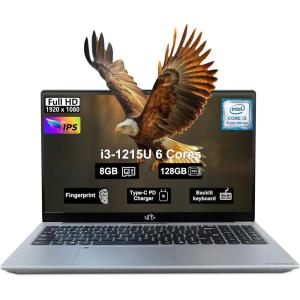 imageNIMO 156quot IPS FHDBusinessLaptop Intel 6 Core i31215U 8GB RAM 256GB SSD Beat i51135G7 Up to 44GHz Computer with Backlit Keyboard Fingerprint 65W Type C WiFi 6 Numpad Win 11Silver