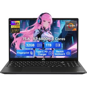 imageNIMO 156quot IPS FHDGamingLaptop 8 Cores AMD Ryzen 7 6800H 32GB DDR5 RAM 1TB SSD Beat i712700H Up to 47GHz AMD Radeon 680M GPUComputer with 100W GaN TypeC Backlit Keyboard Fingerprint