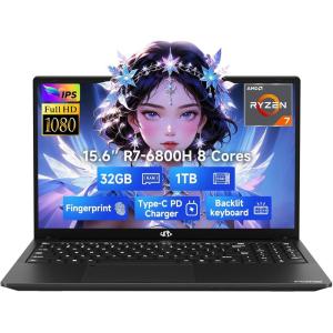 imageNIMO 156quot IPS FHDGamingLaptop 8 Cores AMD Ryzen 7 6800H 32GB DDR5 RAM 1TB SSD Beat i712700H Up to 47GHz AMD Radeon 680M GPUComputer with 100W TypeC Backlit Keyboard Fingerprint BlueBlack