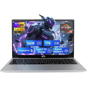 imageNIMO 156quot IPS FHDGamingLaptop AMD Ryzen 5 6600H 6Cores 660M GPU 32GB DDR5 RAM 1TB SSDBeat i71165G7 Up to 45GHz Computer with 100W GaN Type C Fingerprint Backlit Keyboard Win 11Silver