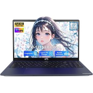 imageNIMO 156quot IPS FHDStudentLaptop Intel 6 Cores I31215U 8GB RAM 128GB SSD Beats i51135G7 Up to 44GHz Computer with 65W Type C Backlit Keyboard Fingerprint for Home and BusinessBlue