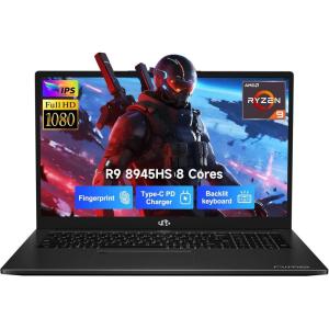 imageNIMO 173 GamingLaptop Ryzen 9 8945HS Beat i913900H Up to 52GHz 32GB RAM 1TB SSD Radeon 780M PD 100W TypeC AIEnhanced for Copilot VR Ready Backlit Keyboard Fingerprint 75W BatteryBlack
