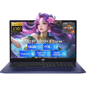 imageNIMO 173quot IPS FHDGamingLaptop 8 Cores AMD Ryzen 7 6800H 32GB DDR5 RAM 1TB SSD Beat i712700H Up to 47GHz AMD Radeon 680M GPUComputer with 100W TypeC Backlit Keyboard FingerprintBlue