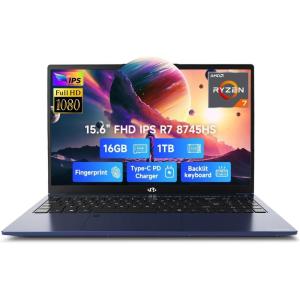 imageNIMO 156quot IPS FHDGamingLaptop AMD Ryzen 7 8745HS 32GB DDR5 RAM 1TB SSD 8C16T up to 49GHz Radeon 780M Graphics Business Computer with 100W TypeC Backlit Keyboard Fingerprint USBC 40Blue