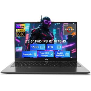 imageNIMO 156quot IPS FHDGamingLaptop AMD Ryzen 7 8745HS 64GB DDR5 RAM 1TB SSD 8C16T up to 49GHz Radeon 780M Graphics Business Computer with 100W TypeC Backlit Keyboard Fingerprint USBC 40Black