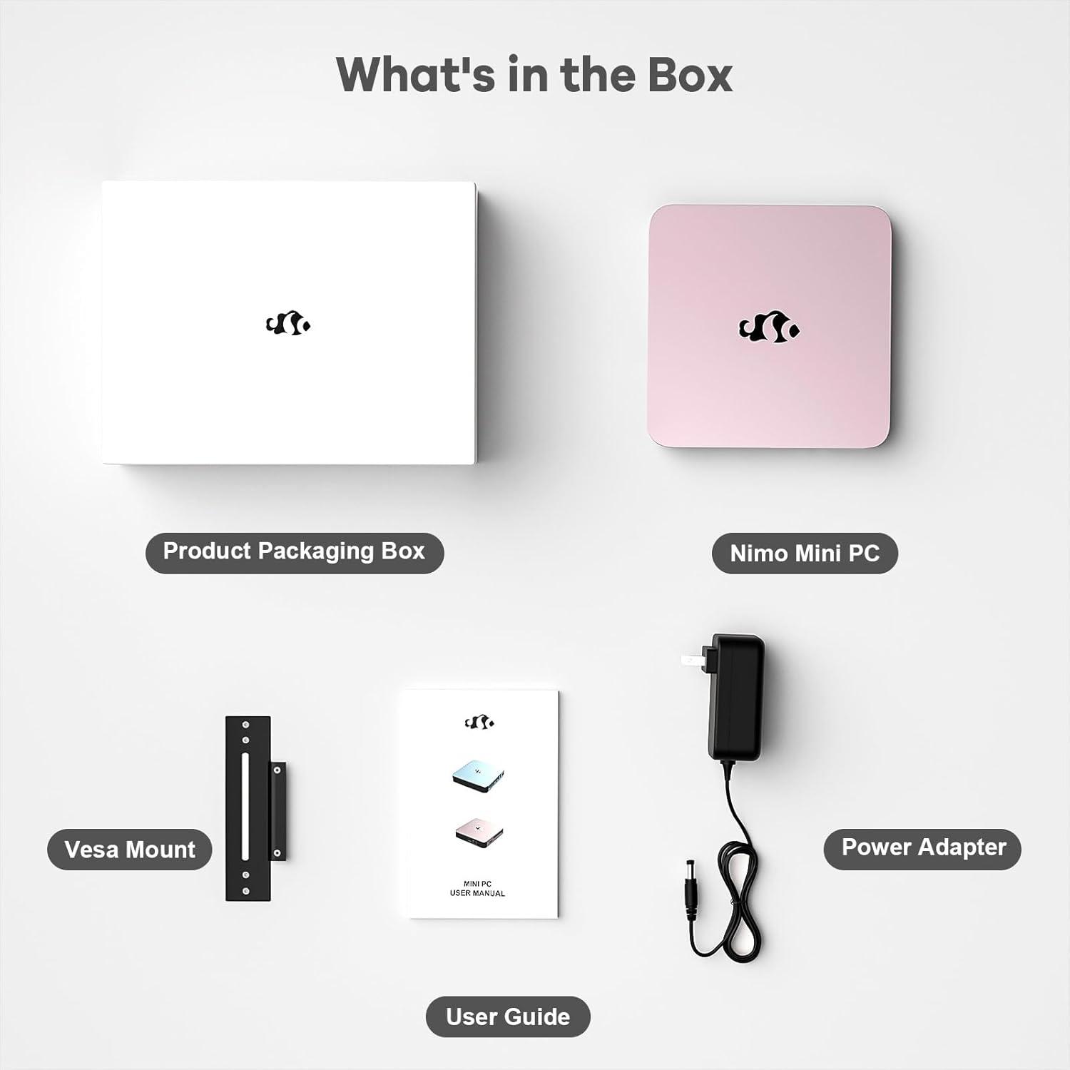 imageMini PC Desktop Desktop PC Pentium 12th Gen N100 Up to 34GHz 16GB RAM 512GB PCIe SSD 4K Triple Display USB32 TypeC WiFi6 BT52 VESA Compact and Light for Home Office EducationRose Golden