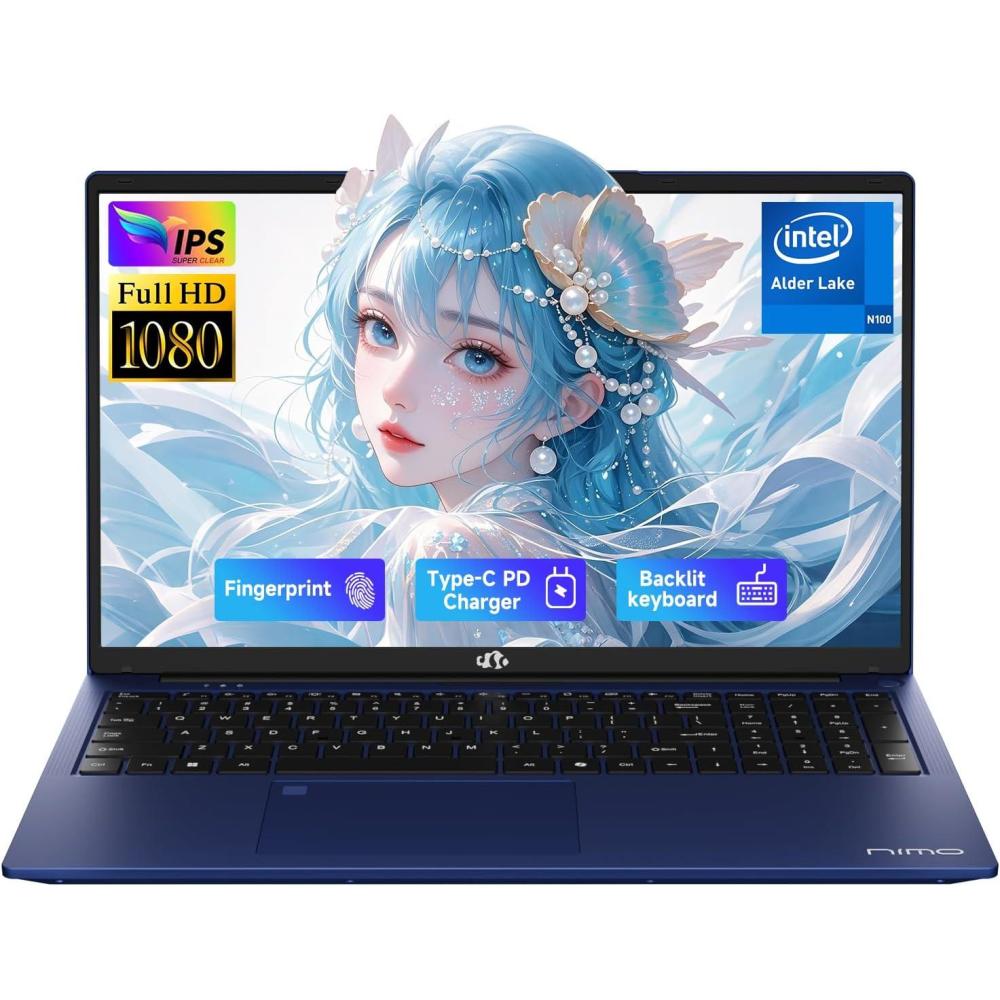 imageNIMO 173quot IPS FHDStudentLaptop 16GB RAM 1TB SSD Intel Pentium 4 Cores N100Beat i31115G4 Up to 34GHz Computer with 65W TypeC 2 Years Warranty Fingerprint Backlit Keyboard WiFi 6 BT52Blue