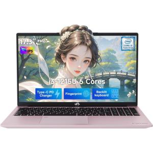 imageNIMO 173quot IPS FHDStudentLaptop Intel 6 Cores i31215U 16GB RAM 1TB SSD Beat 5 7520U Up to 44GHz Computer with 65WType C Fingerprint Backlit Keyboard WiFi 6 BT52 for Home and BusinessRose Gold