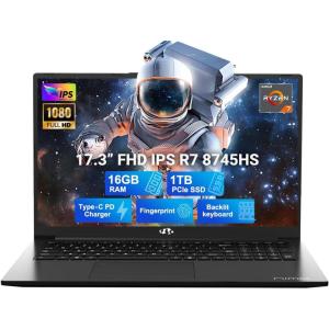imageNIMO 173quot IPS FHDGamingLaptop AMD Ryzen 7 8745HS 32GB DDR5 RAM 1TB SSD 8C16T up to 49GHz Radeon 780M Graphics Business Computer with 100W TypeC Backlit Keyboard Fingerprint USBC 40Black