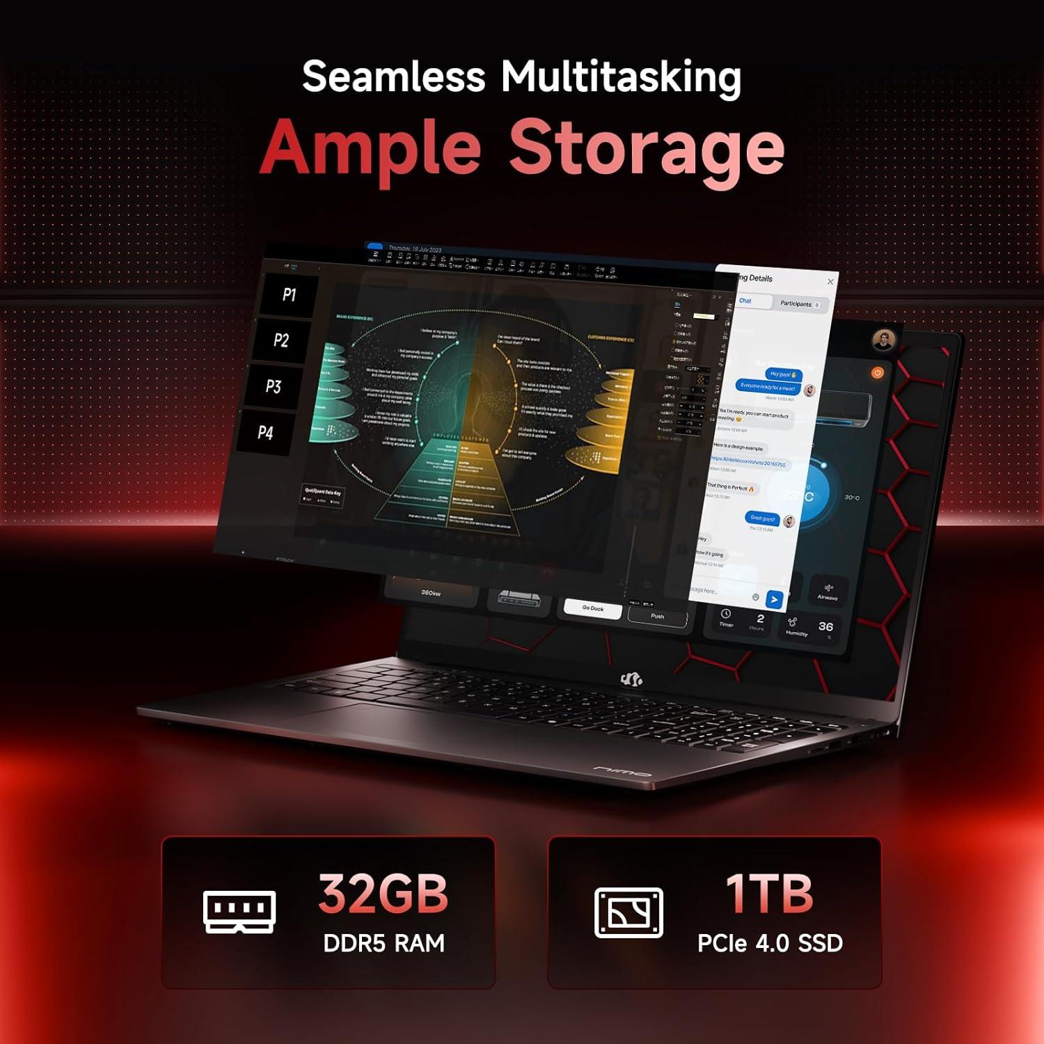 imageNIMO 173quot IPS FHDGamingLaptop AMD Ryzen 5 6600H 6 Cores 32GB DDR5 RAM 1TB SSD Beat i71165G7 Up to 45GHz Radeon 660M GPUComputer with 100W TypeC Backlit Keyboard Fingerprint Win 11Gray