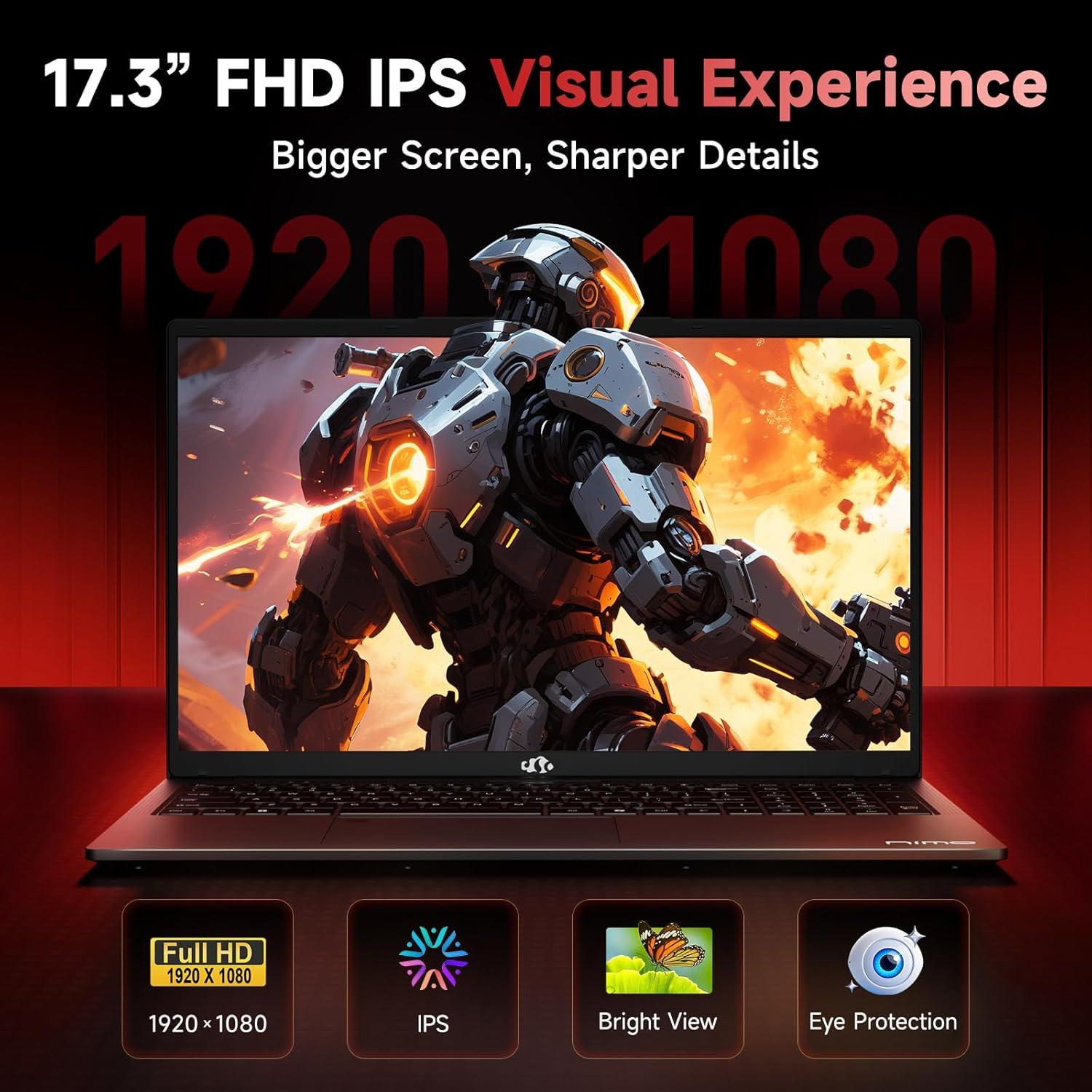 imageNIMO 173quot IPS FHDGamingLaptop AMD Ryzen 5 6600H 6 Cores 32GB DDR5 RAM 1TB SSD Beat i71165G7 Up to 45GHz Radeon 660M GPUComputer with 100W TypeC Backlit Keyboard Fingerprint Win 11Gray