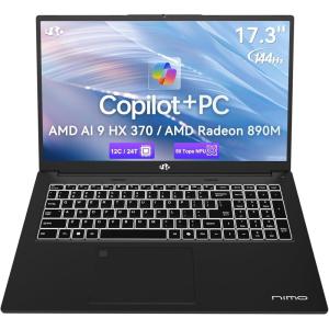 imageNIMO 173quot AI Laptop AMD Ryzen AI 9 HX 37050 Tops NPU Radeon 890M 32GB RAM 1TB SSD DDR55600MTS 144Hz PD 100W USBC 40 Copilot PC AI Laptop with WiFi 6E for Working Business StudentObsidian Black
