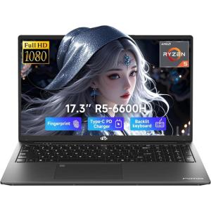 imageNIMO 173quot IPS FHDGamingLaptop AMD Ryzen 5 6600H 6 Cores 32GB DDR5 RAM 1TB SSD Beat i71165G7 Up to 45GHz Radeon 660M GPUComputer with 100W TypeC Backlit Keyboard Fingerprint Win 11Gray