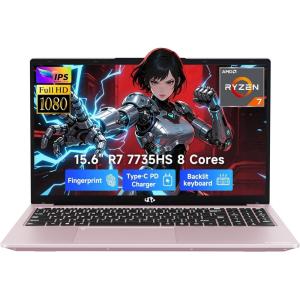imageNIMO 156quot IPS FHDGamingLaptop AMD 8 Cores Ryzen 7 7735HS 16GB DDR5 RAM 1TB SSD Beats i712650H Computer with Radeon 680M 100W TypeC Backlit Keyboard Fingerprint for Gaming BusinessRose Gold