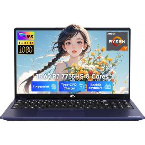 imageNIMO 156quot IPS FHDGamingLaptop AMD 8 Cores Ryzen 7 7735HS 16GB DDR5 RAM 1TB SSD Beats i712650H Computer with Radeon 680M 100W TypeC Backlit Keyboard Fingerprint for Gaming BusinessBlue