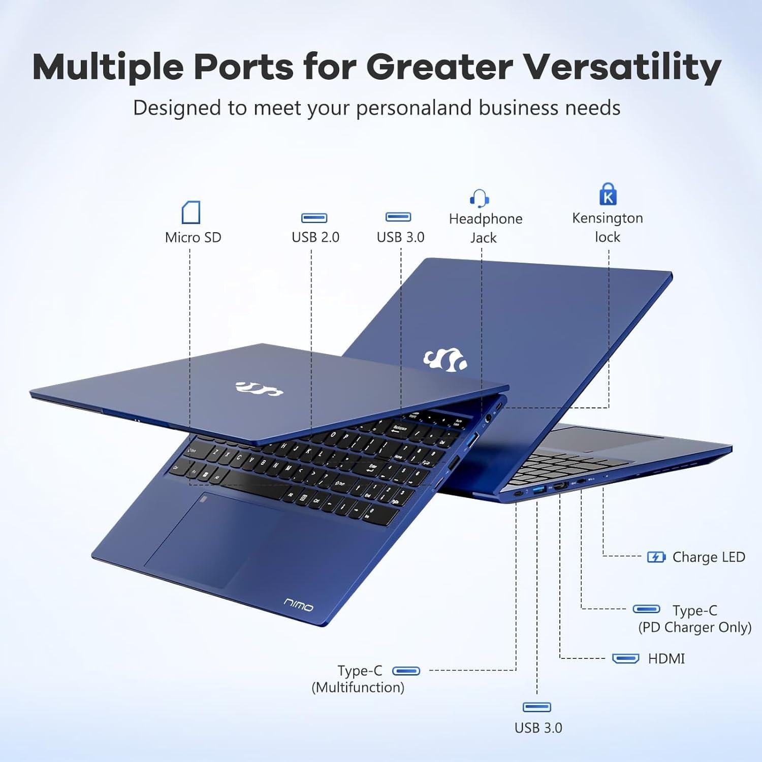 imageNIMO 156quot FHD lPSBusinessLaptop Intel i512450H 8 Cores 8GB RAM 256GB SSD Beat i711800H Up to 44 GHz Student Computer with 100W TypeC Fingerprint Backlit Keyboard WiFi6 Numpad RedRoyal Blue