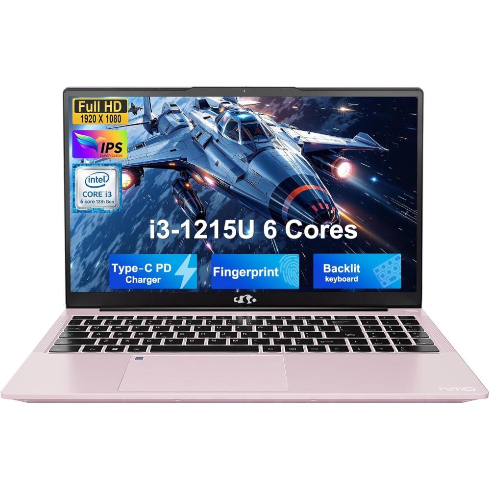 imageNIMO 156quot FHD IPS StudentLaptopComputer  Intel Core i31215UBeat i51135G7 6 Cores Up to 44GHz 8GB RAM 256GB SSD 65W TypeC 2 Years Warranty Fingerprint Backlit Keyboard WiFi 6 BT52Pink Gold