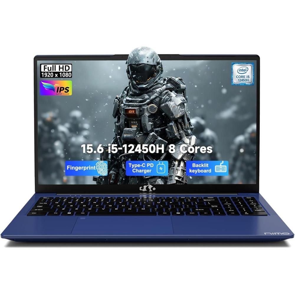 imageNIMO 156quot FHD lPSBusinessLaptop Intel i512450H 8 Cores 8GB RAM 256GB SSD Beat i711800H Up to 44 GHz Student Computer with 100W TypeC Fingerprint Backlit Keyboard WiFi6 Numpad RedRoyal Blue