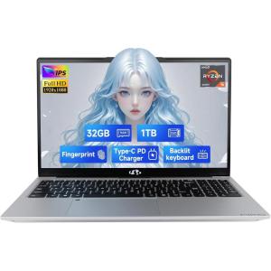 imageNIMO 156quot IPS FHDGamingLaptopAMD Ryzen 5 6600H 6 Cores 32GB DDR5 RAM 1TB SSD Beat i71165G7 Up to 45GHz AMD Radeon 660M GPUComputer with 100W TypeC Charger Backlit Keyboard Win 11Silver