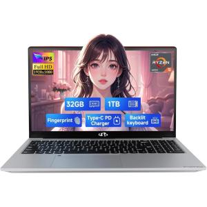 imageNIMO 156quot IPS FHDGamingLaptopAMD Ryzen 5 6600H 6 Cores 32GB DDR5 RAM 1TB SSD Beat i71165G7 Up to 45GHz AMD Radeon 660M GPUComputer with 100W TypeC Charger Backlit Keyboard Win 11Red
