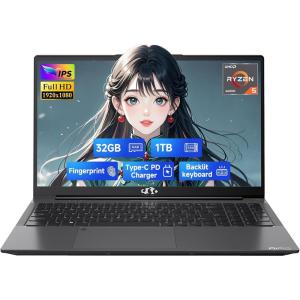 imageNIMO 156quot IPS FHDGamingLaptopAMD Ryzen 5 6600H 6 Cores 32GB DDR5 RAM 1TB SSD Beat i71165G7 Up to 45GHz AMD Radeon 660M GPUComputer with 100W TypeC Charger Backlit Keyboard Win 11Gray